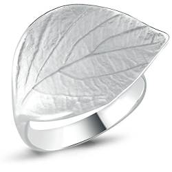 Vinani Ring Blatt sandgestrahlt glänzend breit Sterling Silber 925 Größe 58 Baum (18.5) 2RBT58 von Vinani