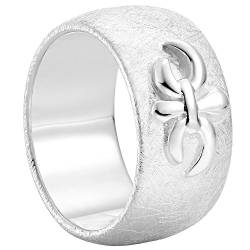 Vinani Ring Fleur de Lis Lilie Ritter Symbol gebürstet massiv Sterling Silber 925 Blume Größe 52 (16.6) 2RLG-52 von Vinani