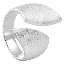 Vinani Ring Flügelring breit offen schlicht gebürstet Sterling Silber 925 anpassbar 2RBD (60 (19.1) von Vinani