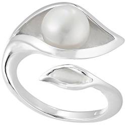 Vinani Ring Knospe mit Natur Perle verschlungen glänzend massiv Sterling Silber 925 Blume Größe 52 (16.6) 2RGL-52 von Vinani