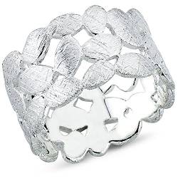 Vinani Ring Laub Blätter Kranz Design gebürstet massiv breit offen Sterling Silber 925 Blumenkranz Lorbeerkranz Größe 60 (19.1) 2RTX60 von Vinani