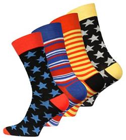 4 Paar Original Vincent Creation® Herren Trend-Socken "Stars and Stripes" One Size Gr. 41-45 von Vincent Creation