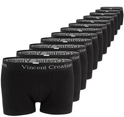 Vincent Creation 12er Pack Herren Boxershorts Retroshorts Hipster Fitted, Schwarz, Gr. XL von Vincent Creation