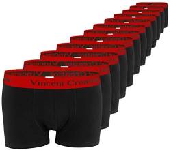 Vincent Creation 12er Pack Herren Boxershorts Retroshorts Hipster Fitted (M, Schwarz-Rot) von Vincent Creation