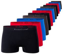 Vincent Creation 12er Pack Herren Seamless Boxershorts-Pant, Nahtlose Retroshorts, geschmeidig weiche Microfaser L/XL, Gemischt (schwarz,rot,blau,grau) von Vincent Creation