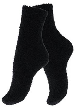Vincent Creation 2 Paar Kuschelsocken Warme Flauschige Damen Socken Bettsocken Wintersocken, schwarz, One Size von Vincent Creation