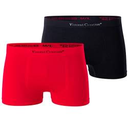 Vincent Creation 2er Pack Hochwertige Herren Seamless Boxershorts-Pant (M/L, rot/schwarz) von Vincent Creation