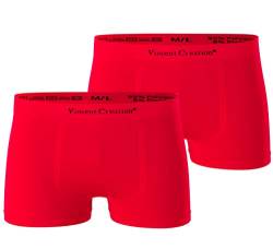 Vincent Creation 2er Pack Hochwertige Herren Seamless Boxershorts-Pant (S/M, rot/rot) von Vincent Creation