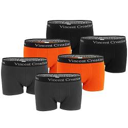 Vincent Creation 6er Pack Boxershorts, Boxer, Unterhose, Herren Retroshorts Mix (Anthrazit/Orange/Schwarz), Gr. M von Vincent Creation