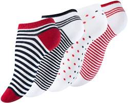 Vincent Creation 8 Paar Sneaker Socken Damen Kurzsocken Streifen Punkte Mehrfarbig, Gr. 35-38 von Vincent Creation