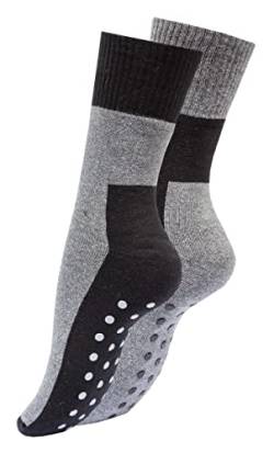 Vincent Creation ABS Stoppersocken Herren Damen Wintersocken 2 Paar Thermosocken mit Anti Rutsch Noppen, schwarz/grau, Gr. 35-38 von Vincent Creation