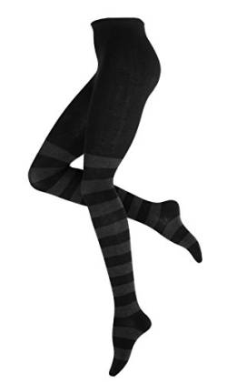 Vincent Creation Strumpfhose Damen Baumwoll Strickstrumpfhose, schwarz-anthrazit, Gr. 44/46 von Vincent Creation