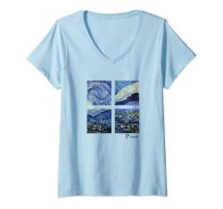 Damen Van Gogh Sternennacht Malerei Collage Vincent Van Gogh T-Shirt mit V-Ausschnitt von Vincent Van Gogh Art Aesthetic Paintings