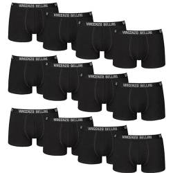 Vincenzo Bellini – Hipster Boxershorts, 12er Pack, Bequeme und atmungsaktive Herren Unterwäsche, Baumwolle Unterhosen Männer in 3 Ausführungen, Basic Boxer (schwarz 12er, XL) von Vincenzo Bellini