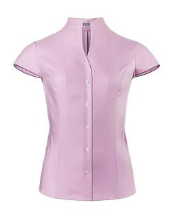 Vincenzo Boretti Bluse, modern-fit/leicht tailliert, Kelchkragen, Soft Oxford, Kurzarm - bügelleicht rosa 34 von Vincenzo Boretti