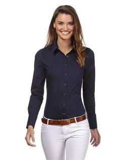 Vincenzo Boretti Damen Bluse besonders tailliert mit Stretch dunkelblau 34 von Vincenzo Boretti