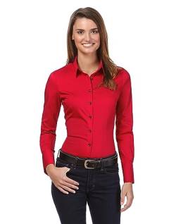 Vincenzo Boretti Damen Bluse besonders tailliert mit Stretch rot 34 von Vincenzo Boretti