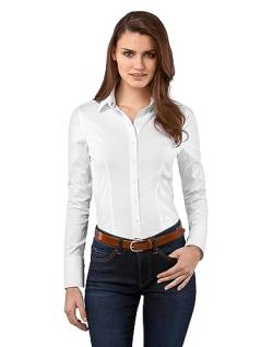 Vincenzo Boretti Damen Bluse besonders tailliert mit Stretch weiß 34 von Vincenzo Boretti