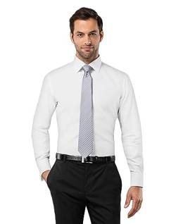 Vincenzo Boretti Herren Hemd Umschlagmanschette bügelfrei 100% Baumwolle Slim-fit Uni weiß 37-38 von Vincenzo Boretti