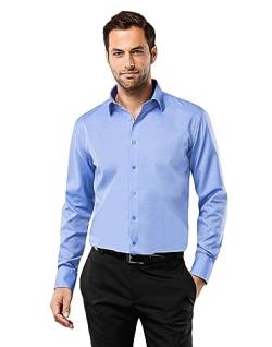 Vincenzo Boretti Herren Hemd bügelfrei 100% Baumwolle Regular-fit Uni-Farben blau 41-42 von Vincenzo Boretti