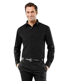 Vincenzo Boretti Herren Hemd bügelfrei 100% Baumwolle Regular-fit Uni-Farben schwarz 41-42 von Vincenzo Boretti