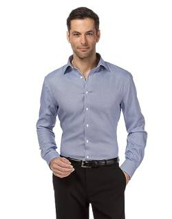 Vincenzo Boretti Herren Hemd bügelfrei 100% Baumwolle Slim-fit Gemustert hellblau 39-40 von Vincenzo Boretti