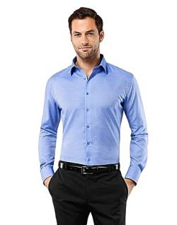 Vincenzo Boretti Herren Hemd bügelfrei 100% Baumwolle Slim-fit Uni-Farben blau 41-42 von Vincenzo Boretti