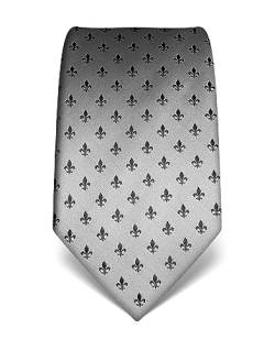 Vincenzo Boretti Herren Krawatte reine Seide Fleur-de-Lis Muster edel Männer-Design zum Hemd mit Anzug für Business Hochzeit 8 cm schmal/breit silber von Vincenzo Boretti