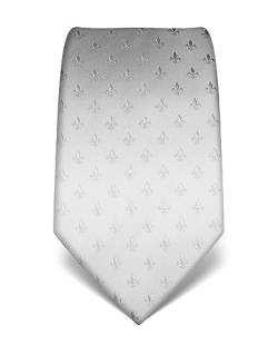 Vincenzo Boretti Herren Krawatte reine Seide Fleur-de-Lis Muster edel Männer-Design zum Hemd mit Anzug für Business Hochzeit 8 cm schmal/breit weiß von Vincenzo Boretti