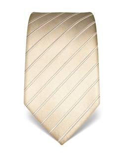 Vincenzo Boretti Herren Krawatte reine Seide Ton in Ton gestreift edel Männer-Design zum Hemd mit Anzug für Business Hochzeit 8 cm schmal/breit ecru von Vincenzo Boretti