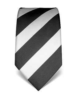 Vincenzo Boretti Herren Krawatte reine Seide gestreift edel Männer-Design zum Hemd mit Anzug für Business Hochzeit 8 cm schmal/breit anthrazit von Vincenzo Boretti