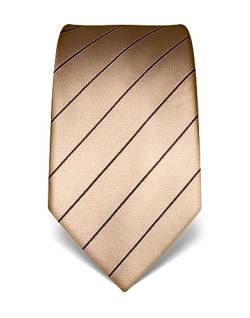 Vincenzo Boretti Herren Krawatte reine Seide gestreift edel Männer-Design zum Hemd mit Anzug für Business Hochzeit 8 cm schmal/breit beige von Vincenzo Boretti