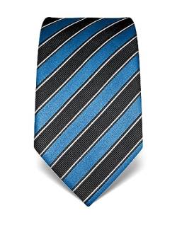 Vincenzo Boretti Herren Krawatte reine Seide gestreift edel Männer-Design zum Hemd mit Anzug für Business Hochzeit 8 cm schmal/breit blau von Vincenzo Boretti
