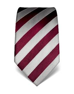 Vincenzo Boretti Herren Krawatte reine Seide gestreift edel Männer-Design zum Hemd mit Anzug für Business Hochzeit 8 cm schmal/breit burgunder von Vincenzo Boretti