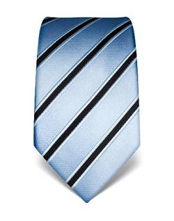 Vincenzo Boretti Herren Krawatte reine Seide gestreift edel Männer-Design zum Hemd mit Anzug für Business Hochzeit 8 cm schmal/breit hellblau von Vincenzo Boretti