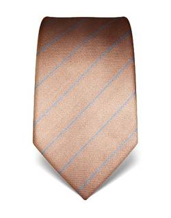 Vincenzo Boretti Herren Krawatte reine Seide gestreift edel Männer-Design zum Hemd mit Anzug für Business Hochzeit 8 cm schmal/breit hellbraun von Vincenzo Boretti