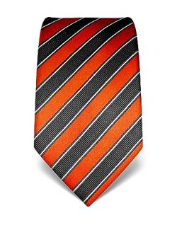 Vincenzo Boretti Herren Krawatte reine Seide gestreift edel Männer-Design zum Hemd mit Anzug für Business Hochzeit 8 cm schmal/breit orange von Vincenzo Boretti