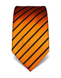 Vincenzo Boretti Herren Krawatte reine Seide gestreift edel Männer-Design zum Hemd mit Anzug für Business Hochzeit 8 cm schmal/breit orange von Vincenzo Boretti