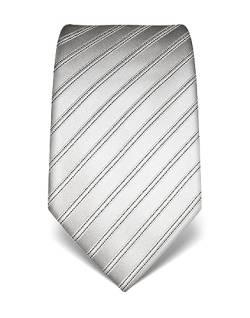 Vincenzo Boretti Herren Krawatte reine Seide gestreift edel Männer-Design zum Hemd mit Anzug für Business Hochzeit 8 cm schmal/breit silber von Vincenzo Boretti