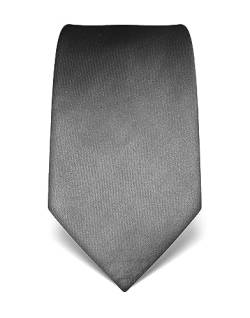 Vincenzo Boretti Herren Krawatte reine Seide uni einfarbig edel Männer-Design zum Hemd mit Anzug für Business Hochzeit 8 cm schmal/breit dunkelgrau von Vincenzo Boretti