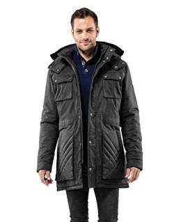 Vincenzo Boretti Herren Winter-Jacke dick warm gefüttert Parka kuschelig sportlich elegant Winter-Mantel slim-fit tailliert lang für Outdoor Business mit Steh-Kragen und Kapuze anthrazit S von Vincenzo Boretti