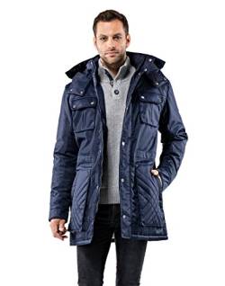 Vincenzo Boretti Herren Winter-Jacke dick warm gefüttert Parka kuschelig sportlich elegant Winter-Mantel slim-fit tailliert lang für Outdoor Business mit Steh-Kragen und Kapuze dunkelblau S von Vincenzo Boretti