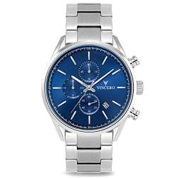 Vincero Luxury Chrono S Herren Armbanduhr - 40mm Chronograph Uhr Stahlband - Japanisches Quarz Uhrwerk (Blau Stahl) von Vincero