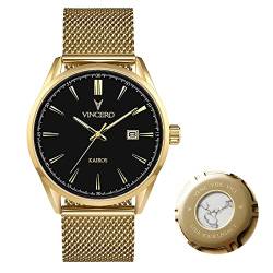 Vincero Luxus Kairos Herren Armbanduhr - 42 mm Analoguhr - Japanisches Quarz Uhrwerk (Schwartz/Gold) von Vincero