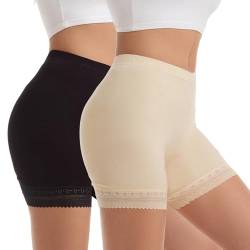 Vinconie Übergröße Sporthosen Unsichtbar Slip Hipster Spitze Schlüpfer Weicher Large / (46 48), 2 Pack: Schwarz & Beige von Vinconie