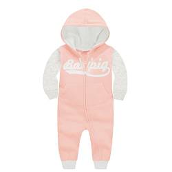 Vine Kinder Jumpsuit Mädchen Jungen Overalls Kinder Strampler Spielanzug Langarm Jumper Trainingsnazug mit Kapuze Hoodie Reißverschluss Rosa 12-18 Monate von Vine