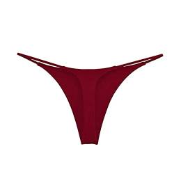 Vinesand Frauen Double Strap Sexy Tanga Niedrige Taille Double Cotton T-Form Höschen Damen Unterwäsche Klein Schwarz (#2-Wine, M) von Vinesand