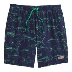 vineyard vines Herren 17,8 cm Bedruckte Chappy Trunks Badehose, Outline Fish Navy, XXL von Vineyard Vines