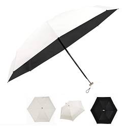 Mini-Regenschirm, faltbar, ultraleicht, aus Gummi, Sonnenschirme, Reisen, wasserdicht, winddicht (cremeweiß) von Vinmooog
