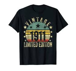 Vintage 1911 Made in 1911 110. Geburtstag Frauen 110 Jahre T-Shirt von Vintage Being Awesome Birthday Gifts
